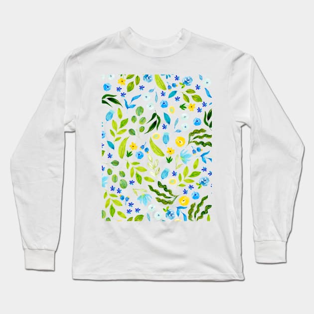 Water color Floral Pattern Artwork Long Sleeve T-Shirt by Clicky Commons